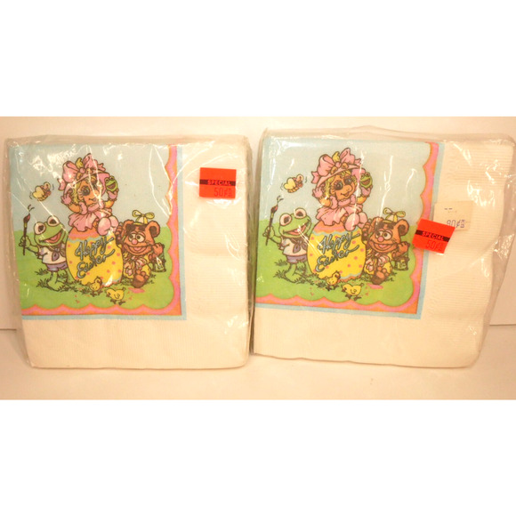NIP Vtg Muppet Babies Easter Paper Napkins Kermit Miss Piggy Henson Assoc - Picture 1 of 5